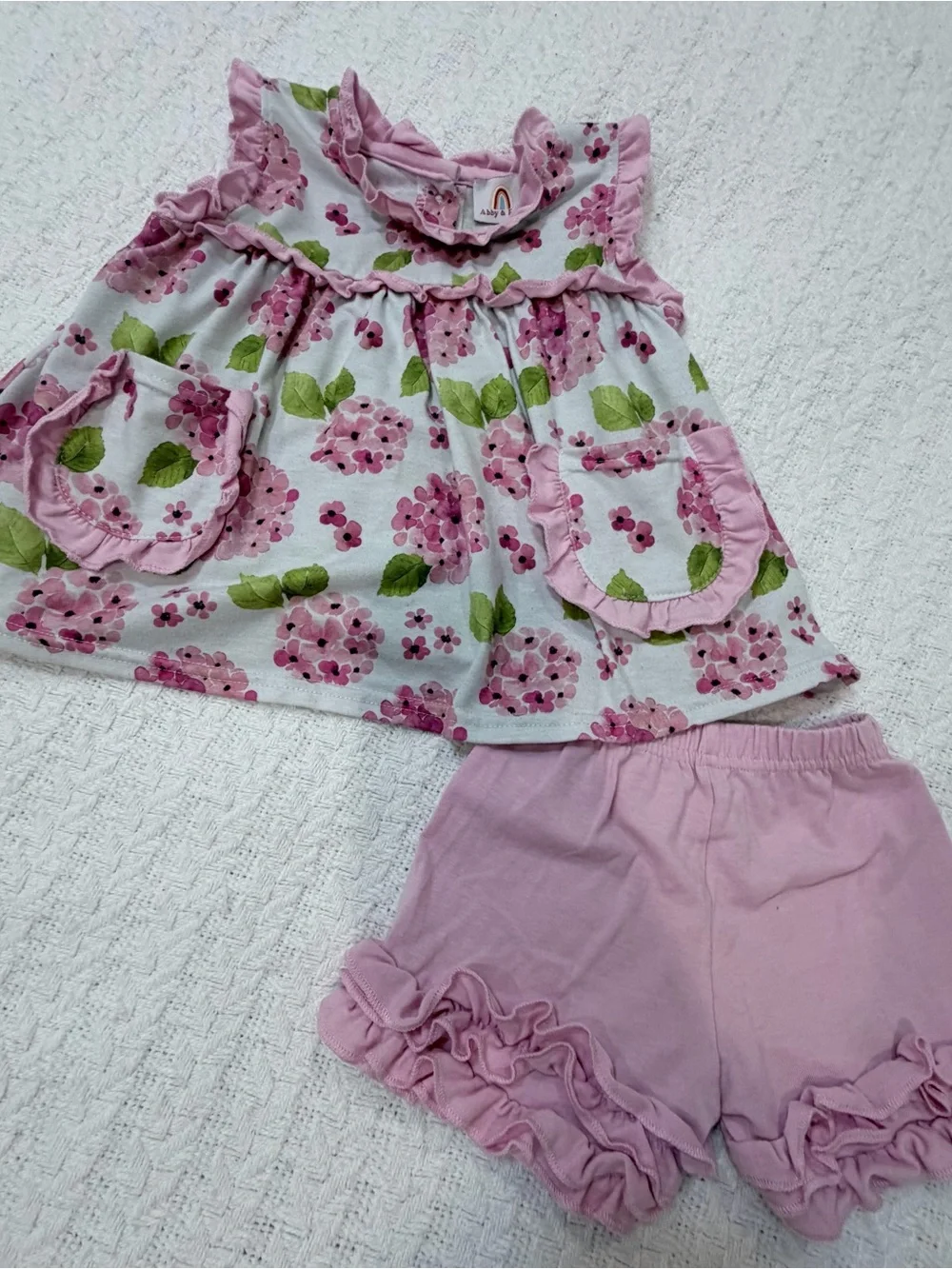 Pink Floral Ruffle Toddler Dress & Shorts Set